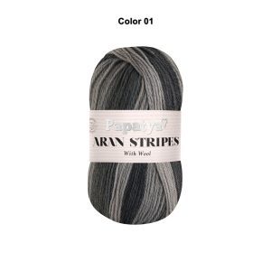 Papatya Aran Stripes With Wool Shade 01